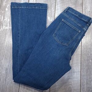 Spanx Flare Jeans Womens Size 14 Tall Blue High Rise Wide Leg Stretch Denim